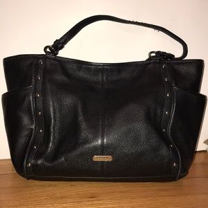 Large black leather Coach shoulder bag